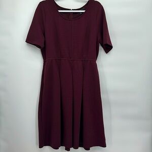 Lane Bryant Burgundy Fit & Flare Dress casual green goblin cottage